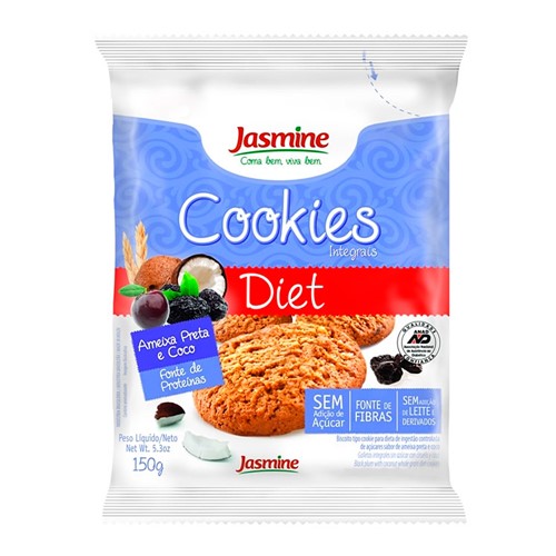 Cookies Integrais Diet Jasmine Ameixa Preta e Coco com 150g
