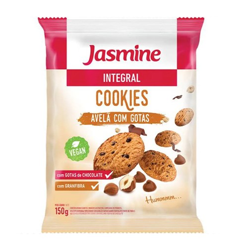 Cookies Integrais Jasmine Avelã com Gostas de Chocolate 150g