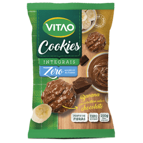 Cookies Integrais Zero Adição de Açúcares Banana com Cobertura de Chocolate Escuro 150g