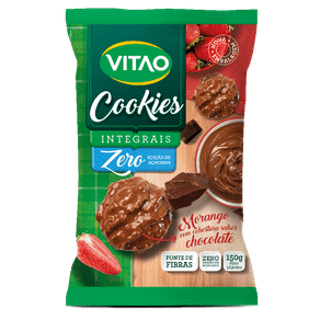 Cookies Integrais Zero Adição de Açúcares de Morango com Cobertura de Chocolate Escuro 150g