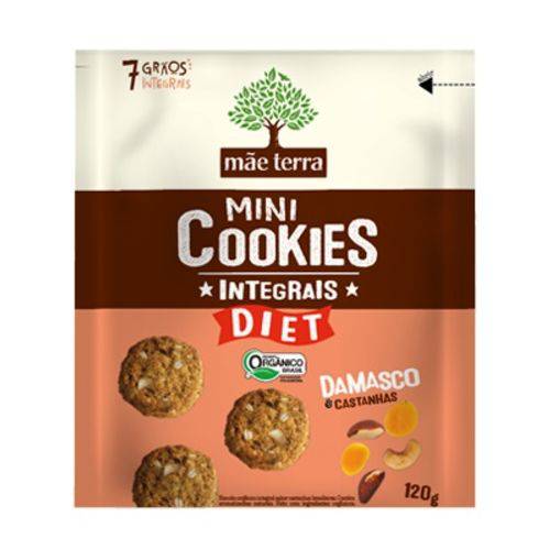 Cookies Orgânicos Diet Sabor Damasco e Castanhas Mãe Terra 120g