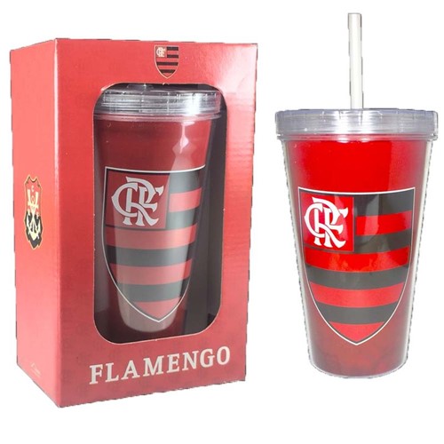 Copo Flamengo Parede Dupla com Canudo 470 ML na Luva UN