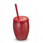 Copo Fruta Morango com Canudo 650 Ml Vermelho Injetemp