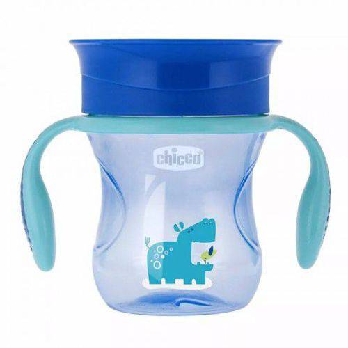 Copo Perfect Cup Azul Hippo 200ml +12m 360º Chicco