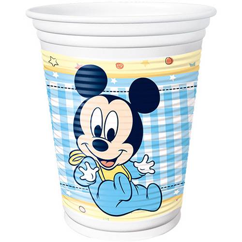 Copo Plástico 200ml Baby Mickey e Amigos Mickey com 8 Unidades - Regina Festas