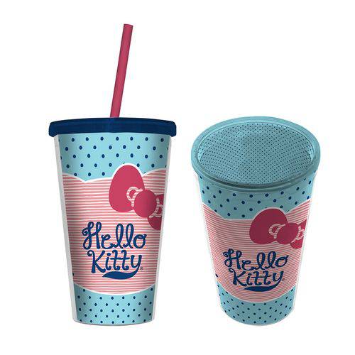 Copo Plástico com Canudo - Hello Kitty