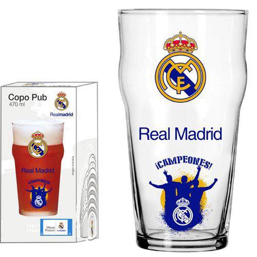 Copo Pub Real Madrid Torcida - 470 Ml