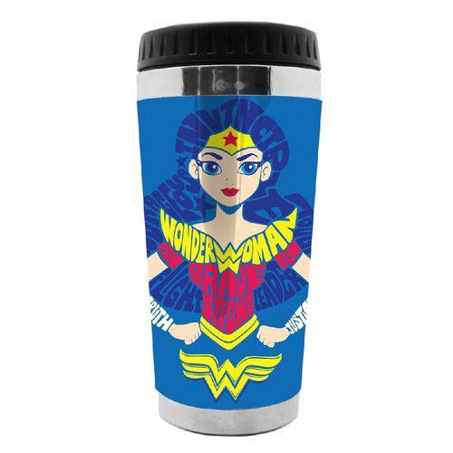 Copo Térmico 500ml Wonder Woman Azul Mulher Maravilha - H40715