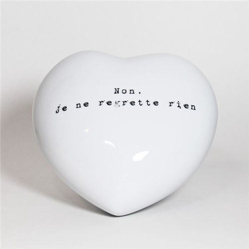 Coração "Non, Je Ne Regrette Rien" em Porcelana