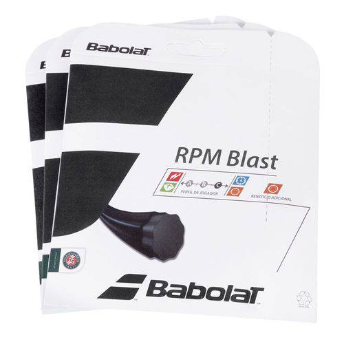 Corda Babolat Rpm Blast 16l 1.30 Preta - Pack com 3 Sets