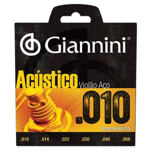 Corda para Violão Giannini Geswam Bronze Acústica 65/35 0,010