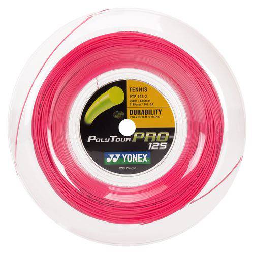 Corda Yonex Poly Tour Pro 16l 1.25mm Pink - Rolo com 200 Metros
