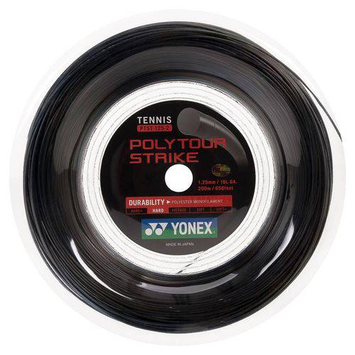 Corda Yonex Poly Tour Strike 16l 1.25mm Preta - Rolo com 200 Metros