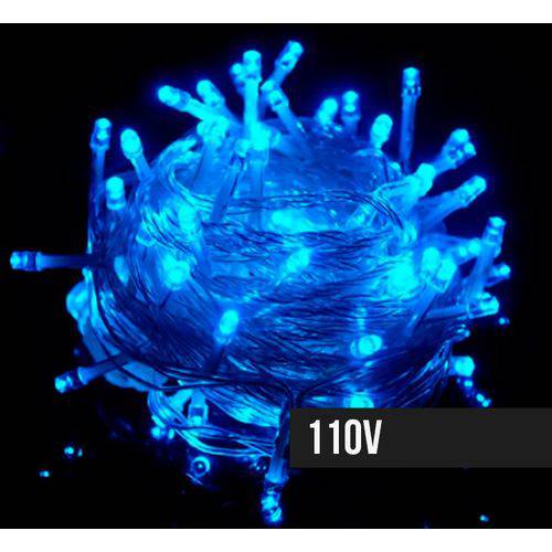 Cordão 100 Leds Sequencial - Azul - Fio Transparente