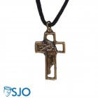 Cordão com Crucifixo de Bronze Face de Cristo - Mod. 2 | SJO Artigos Religiosos