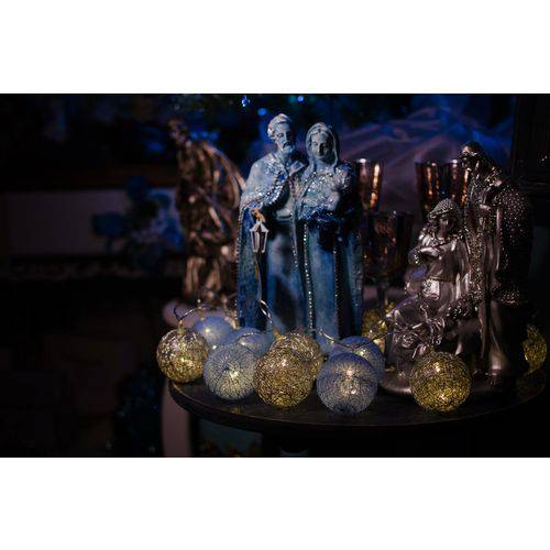 Cordão de Luz Natal SilverBlue - Ornamentação Árvores Decoração Festa e Mesa 20 Leds