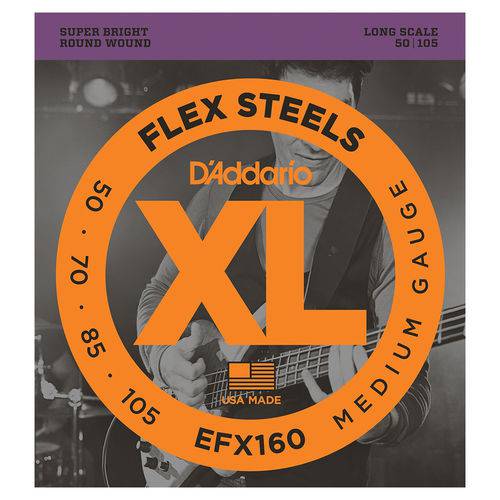 Cordas P/ Baixo Daddario Flex Steels EFX160 050/150