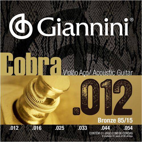 Cordas Violão Aço 012 Giannini Cobra Bronze 85/15 GEEFLKS