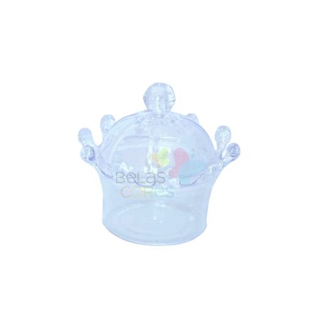 Coroa Acrílica para Lembrancinha - Cor Cristal/Transparente - Kit C/ 10 Unidades