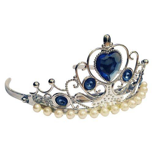 Coroa Princesas Super Luxo Prateado com Pedras e Pérolas