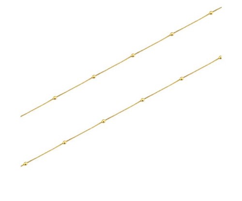 Corrente de 45cm Veneziana Fina com Detalhes de Bolinhas Pequenas Banhado a Ouro 18k