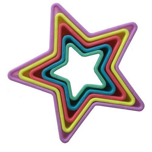 Cortadores de Biscoito Estrela Prana Plástico com 05 Peças