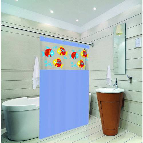 Cortina de Box Banheiro com Visor 1,38 X 1,98 Lilas Aquario