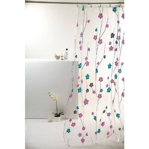 Cortina de Box para Banheiro em PVC 1.80 X 1.98mts Flores