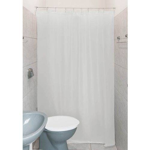 Cortina para Banheiro Box Clean 1,4m - Tecido PVC - com Kit para Instalação - Transparente