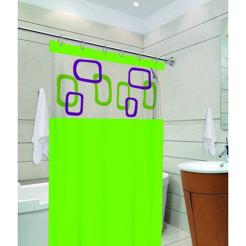 Cortina para Box Banheiro com Visor 1,38 X 1,98 Verde Ibiza