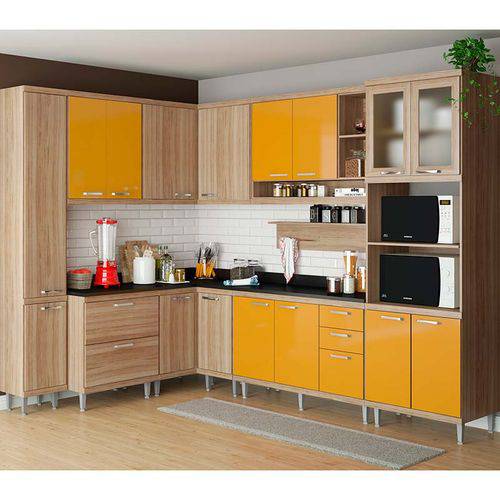 Cozinha Compacta 10 Paças com Tampo 5803-s2t - Sicília - Multimóveis - Argila / Amarelo