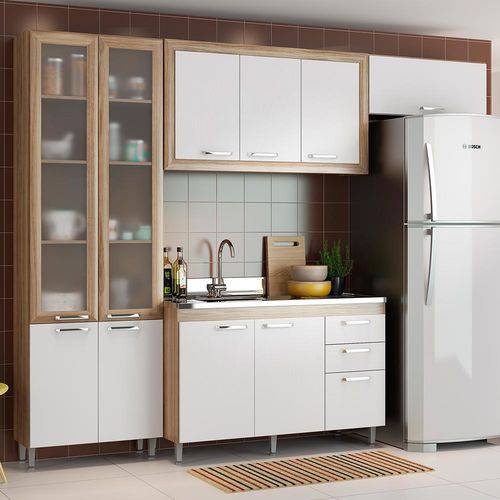 Cozinha Compacta 10 Portas Sem Tampo com Vidro 5702 Argila - Multimóveis
