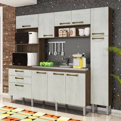 Cozinha Compacta 10 Portas Star 277 Dark/Snow - Casamia