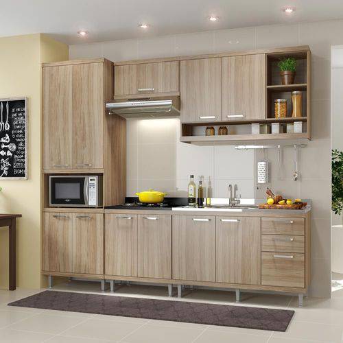 Cozinha Compacta 11 Portas com Balcão Sem Pia 5808 Argila - Multimóveis