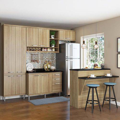 Cozinha Compacta 11 Portas com Tampo e Bancada 5846 Argila - Multimóveis
