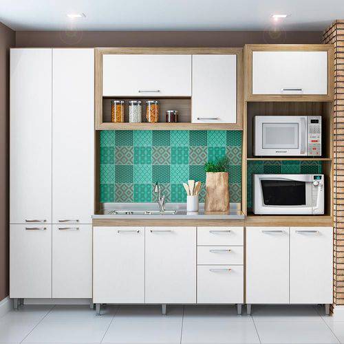 Cozinha Compacta 11 Portas Sem Tampo 5712 Branco/Argila - Multimóveis