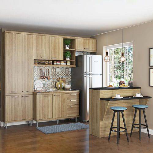 Cozinha Compacta 11 Portas Sem Tampo com Bancada 5845 Argila - Multimóveis