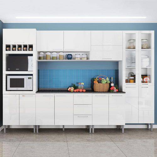 Cozinha Compacta 15 Portas Rafaela 0423t Branco - Genialflex