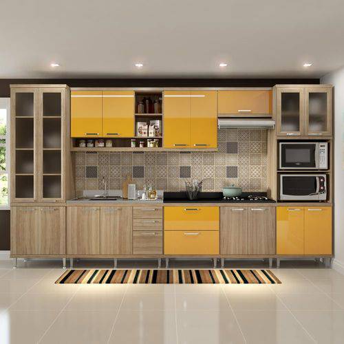 Cozinha Compacta 17 Portas para Pia e Cooktop 5806 Amarelo/Argila