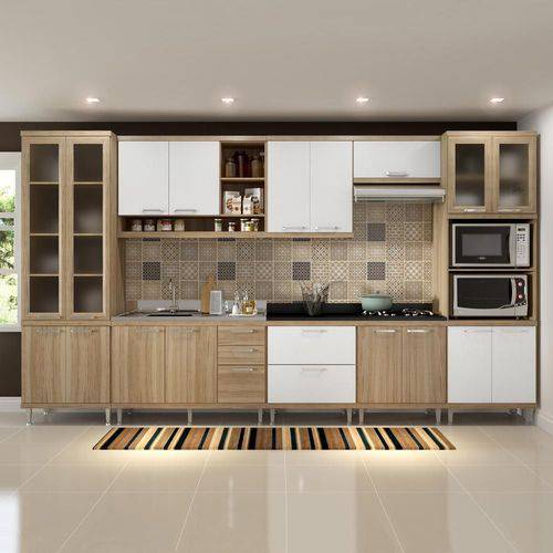 Cozinha Compacta 17 Portas para Pia e Cooktop 5806 Branco/Argila - Multimóveis