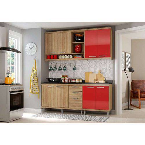 Cozinha Compacta 4 Peças 5818-s10 - Sicília - Multimóveis - Argila / Vermelho