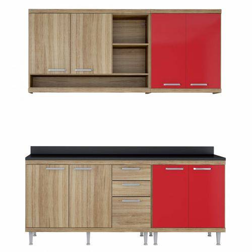 Cozinha Compacta 4 Peças Sicília S10t Multimóveis Argila/vermelho Scarlet
