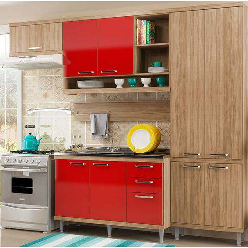 Cozinha Compacta 5 Peças 5838-s19- Sicília - Multimóveis - Argila / Vermelho