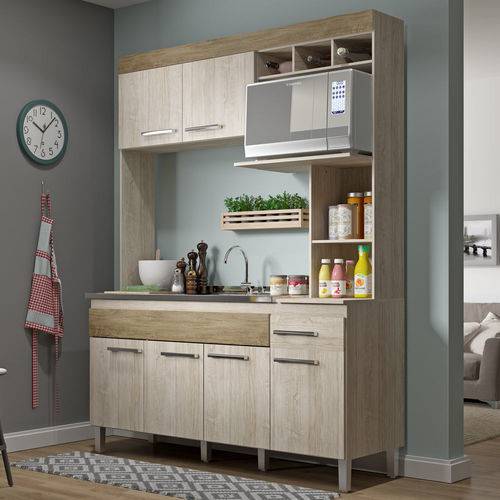 Cozinha Compacta 6 Portas 1 Gaveta Cv6010 Malbec/Wood- Decibal Móveis