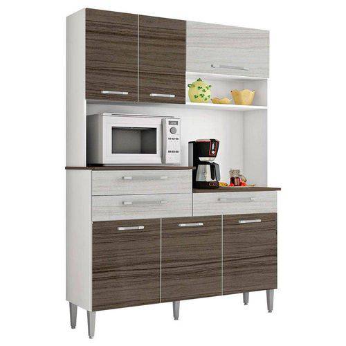 Cozinha Compacta 6 Portas e 3 Gavetas Orion - Kits Paraná - Branco com Dubai e Rovere