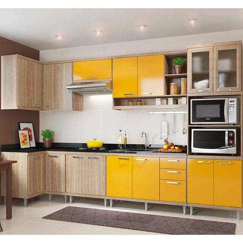 Cozinha Compacta 7 Peças 5830-s15 - Sicília - Multimóveis - Argila / Amarelo