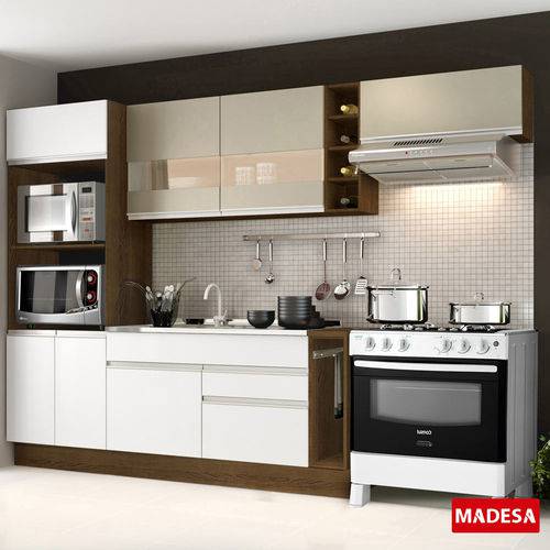 Cozinha Compacta 7 Portas Safira G20180074lst Rustic/Branco - Madesa