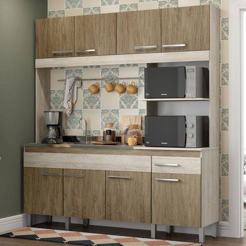 Cozinha Compacta 8 Portas 1 Gaveta Ct801 Malbec/Wood - Decibal Móveis