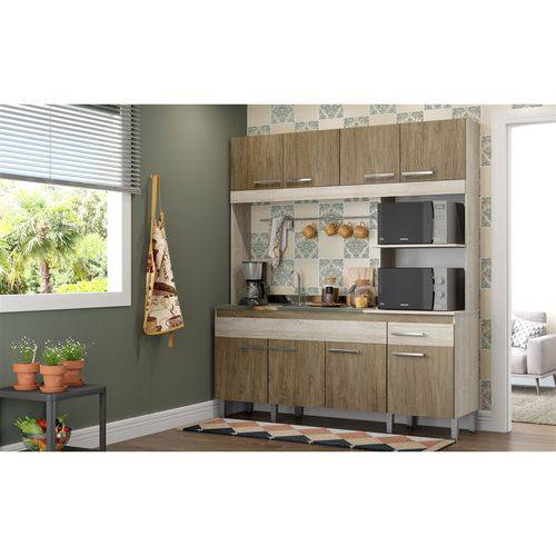 Cozinha Compacta 8 Portas CT801 Malbec/Wood