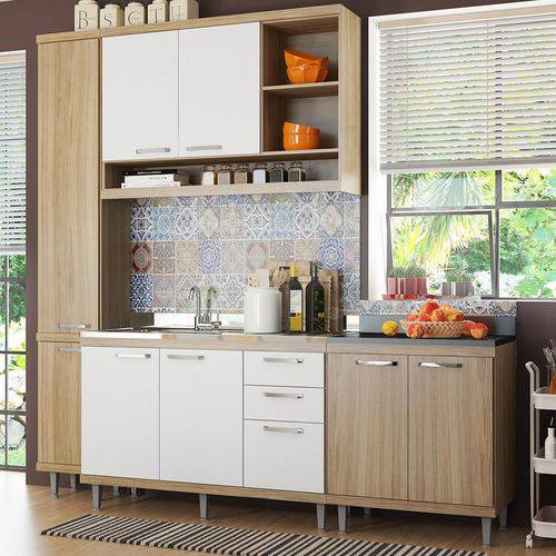 Cozinha Compacta 8 Portas para Pia com Balcão 5812 Branco/Argila